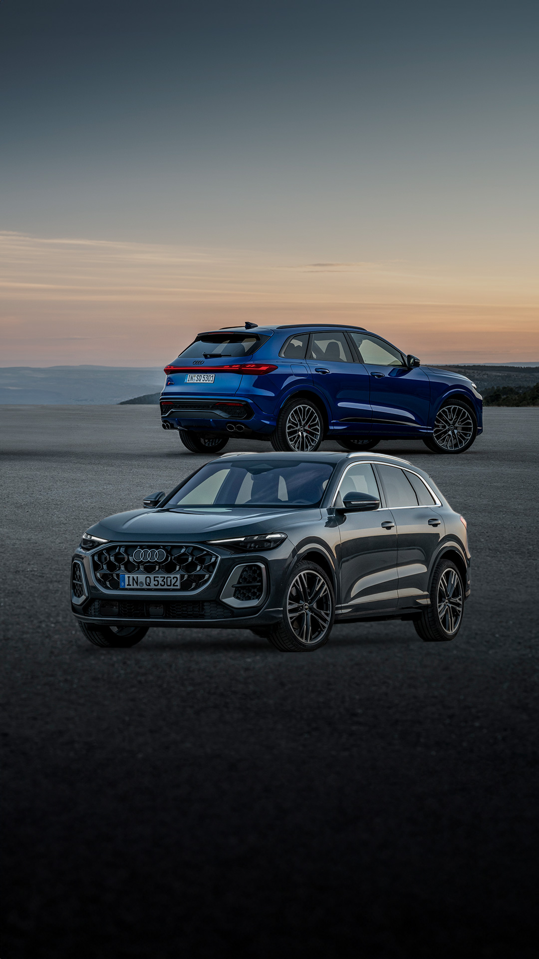 Standaufnahme von Audi Q5 SUV und Audi SQ 5 SUV